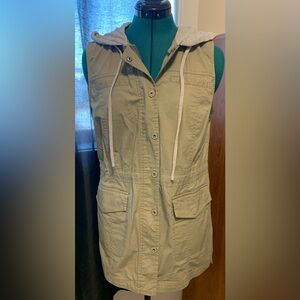 Tribal Army Green Zip Up Vest